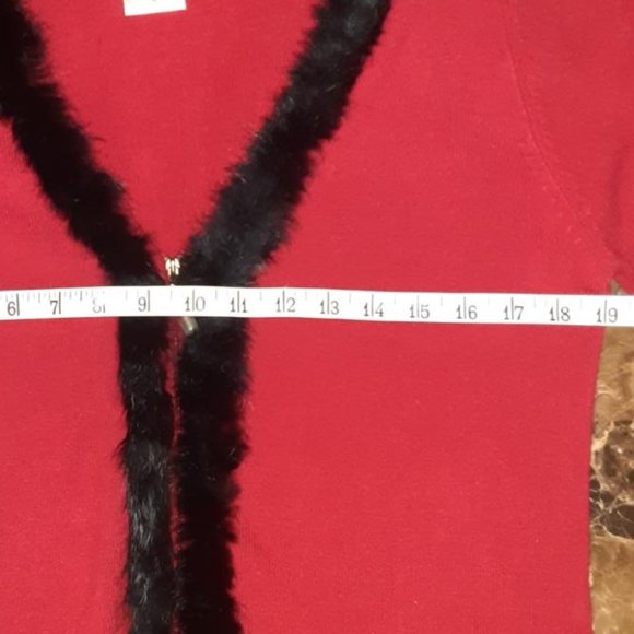 C.L.C Red/Blk Rabbit trim Sweater - Picture 6 of 8